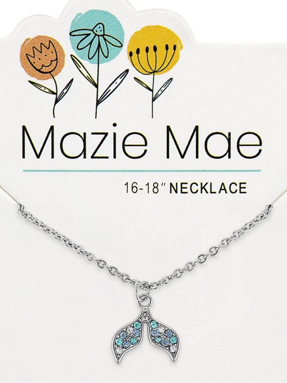 Mazie Mae Silver Mermaid Tail Pendant Necklace with Blue Accents